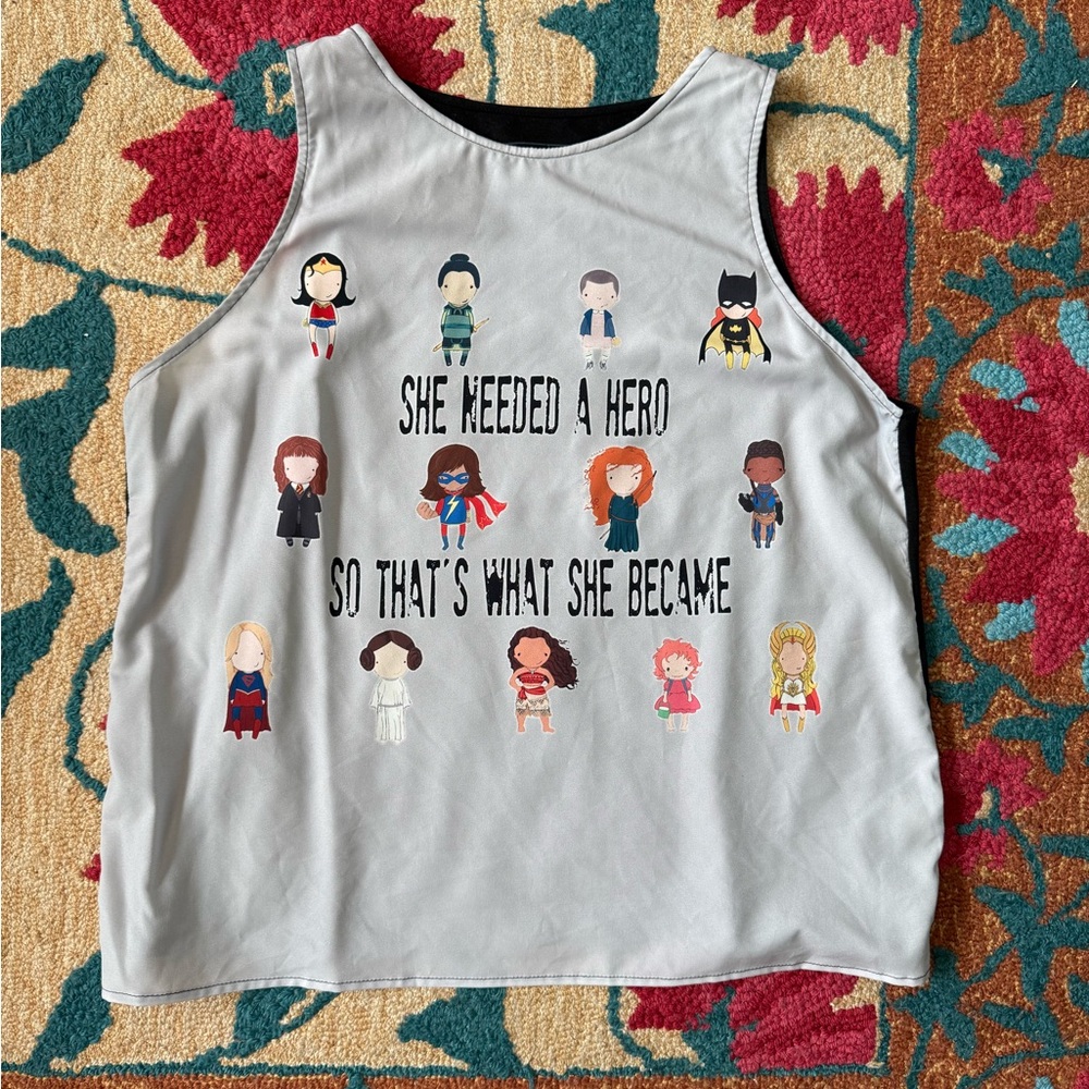 Graphic Tank Top with Heroic Female Characters